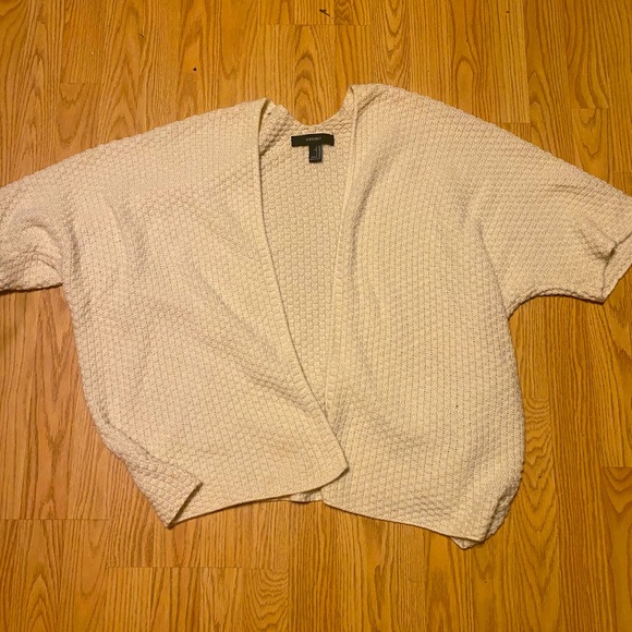 Forever 21 white short sleeve cardigan sz L - Picture 1 of 4